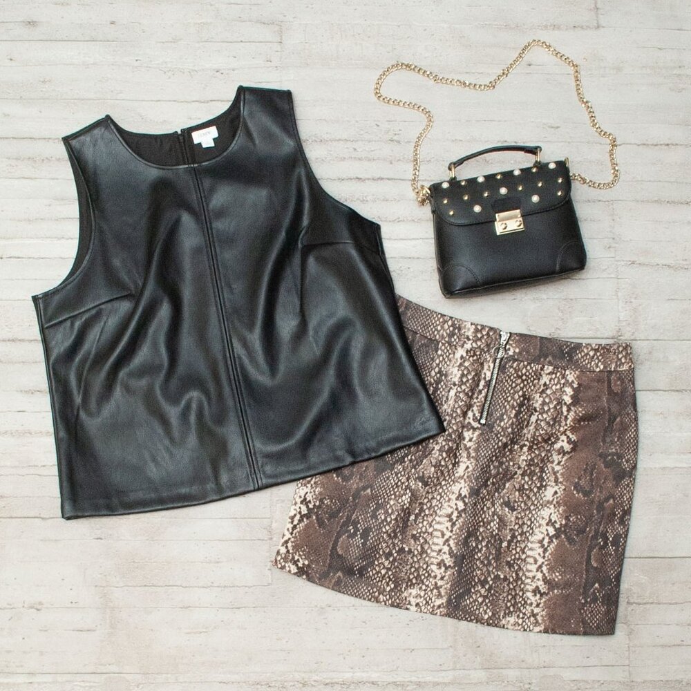 NWT J. Crew Faux Leather Shell in Black size L